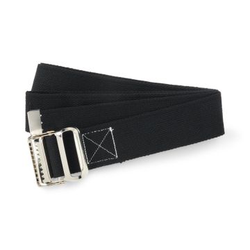 Medline Cotton Gait Belt w Metal Buckle 2x72 Bariatric Black 1Ct