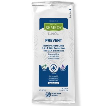 Medline Remedy Clinical Barrier Cream Cloth 8x8 Scented 3Ct