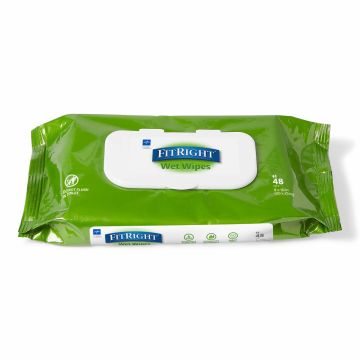 Medline FitRight Aloe Personal Wipes Scented, Soft Pack with Flip Top 48Ct