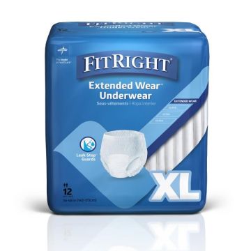 Medline FitRight Extended Wear Underwear XL 12Ct
