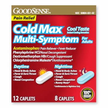 GoodSense Cold Max Day/Night Cold Relief Tablets, 20/Box (12 Daytime; 8 Nighttime)