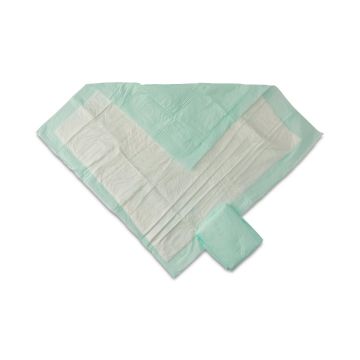 Medline Premium Disposable Protection Plus Underpad, SAP Polymer Fill, Polypropylene Backing, White/Green, 30 x 30 Inch, Case of 90