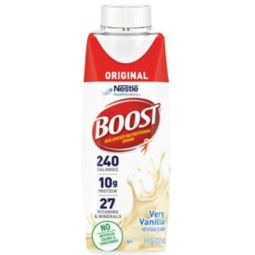 Boost Original Adult Oral Supplement, Very Vanilla Flavor, Ready to Use, 8 oz Carton, Case of 24