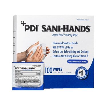 Sani-Hands Disinfectant Wet Wipes, Alcohol, Individually Packed, 8in x 5.3in, 100 Wipes per Box, One Box
