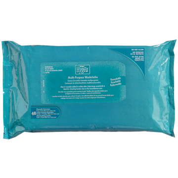 Hygea Washcloths (Wet Wipes), Multi-Purpose, Resealable Pack, Case of 12 Packs (48 Count)
