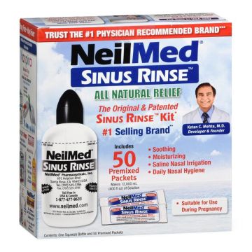 NeilMed Sinus Rinse Kit with Liquid Solution Packets 50Ct