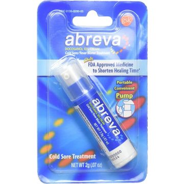 Abreva Docosanol Cream 10% Pump, 2gm, One