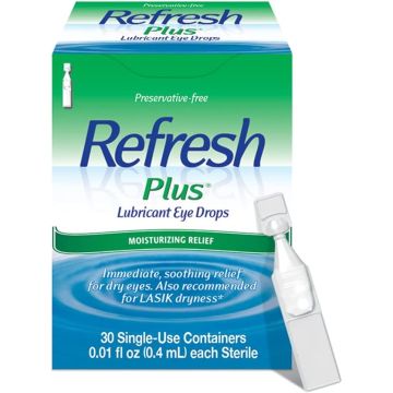 Refresh Plus Lubricant Eye Drops, Box of 30 Single-Use Containers