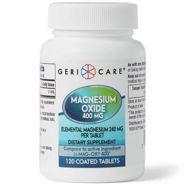GeriCare Magnesium Oxide Tablets, 400 mg, Bottle of 120