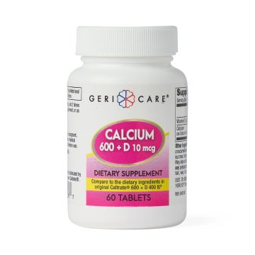 GeriCare Calcium 600mg + Vitamin D3 400IU Tablet 60Ct