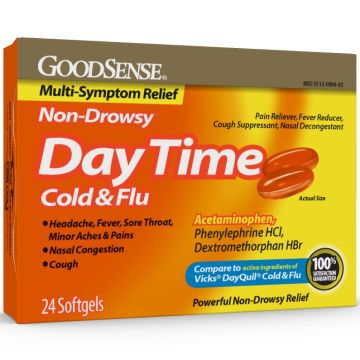 GoodSense Day Time Cold & Flu Multi-Symptom Relief Softgels 24Ct