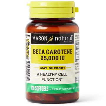 Beta-Carotene / Vitamin A Dietary Supplement Softgels, 25000 IU, Bottle of 100