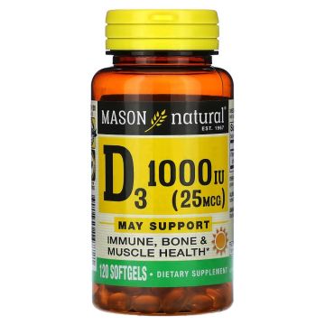 Mason Natural D3 1000 IU Softgel 25mcg 120Ct