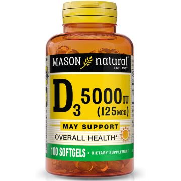 Mason Natural D3 5000 IU Softgel 125mcg 100Ct