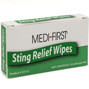 Insect Sting Relief Pads, Active Ingredient Ethyl Alcohol 50%, Lidocaine HCl 2%, 10/Box