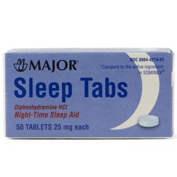 MAJOR Diphenhydramine Sleep Aid Tabs 25mg 50Ct