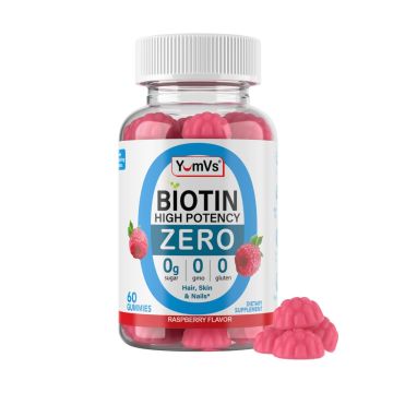 Yum-Vs Biotin High Potency Gummies Raspberry 5000mcg  60Ct