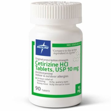 Cetirizine Allergy Relief Tablets, 10 mg, Bottle of 90