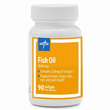 Medline Fish Oil (1000 mg), Omega-3 (234 mg), 90 Softgels per Bottle, One Bottle