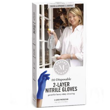 Marths Stewart 2-Layer Heavy-Duty Gloves Nitrile One Size 30Ct
