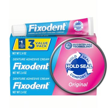Fixodent Complete Original Denture Adhesive Cream, 2.4 oz. Tube, Pack of 3