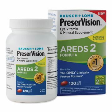 Bausch + Lomb AREDS2 PreserVision Eye Vitamin Supplement, Bottle of 120 Soft Gels