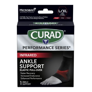 CURAD Performance Series Infrared Elastic Ankle Supports Left/Right L/XL Black 1Ct