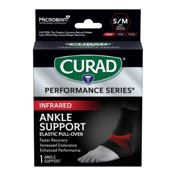 CURAD Performance Series Infrared Elastic Ankle Support Left/Right S/M Black 1Ct