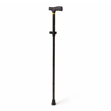 Medline Folding T-Handle Aluminum Cane 250lb Black 1Ct