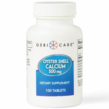 GeriCare Oyster Shell Calcium Tablets, 500 mg, Bottle of 100