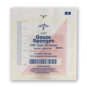 Medline St2s Woven Cotton Gauze Sponge 8ply 2x2 100Ct
