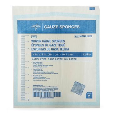 Medline St2s Woven Cotton Gauze Sponge 12ply 4x4 50Ct