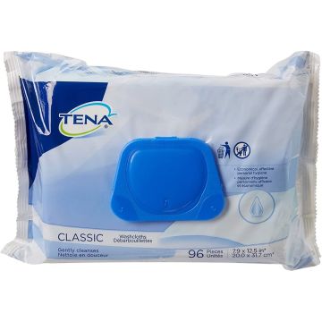 TENA Classic Washcloth, 96/Pack, Case of 6 Packs (Total of 576 Wet Wipes)