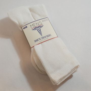 Diabetic Socks 10-13/White 3ct Men
