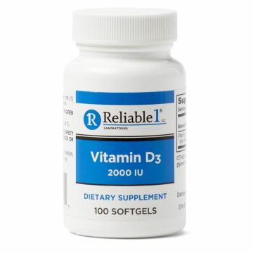 Vitamin D3 Softgels, 2000 IU, Bottle of 100 Softgels