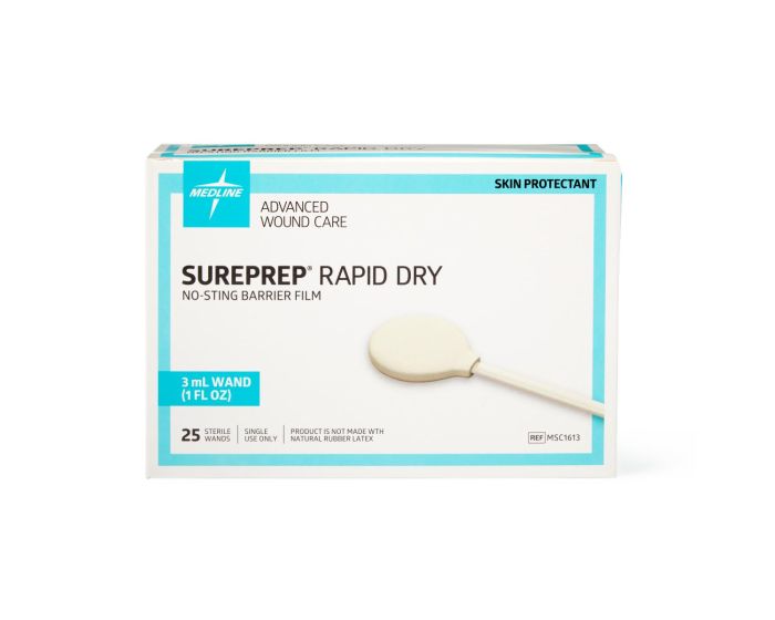 Medline SurePrep Rapid Dry Barrier Film 3mL Wand 25Ct