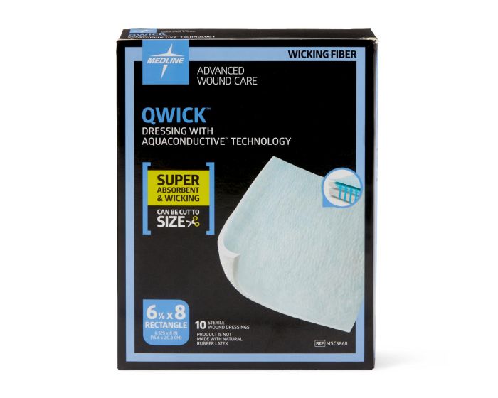 Medline Qwick Superabsorbent Wound Dressing 6.125x8 10Ct