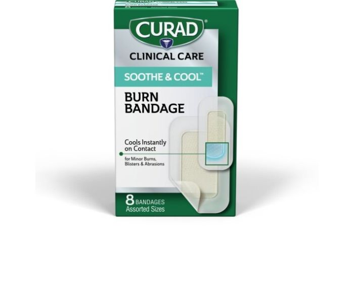 Curad Sooth & Cool Clear Waterproof Hydrogel Bandages Strip Assorted Sizes 8Ct CUR5236V1H by Medline