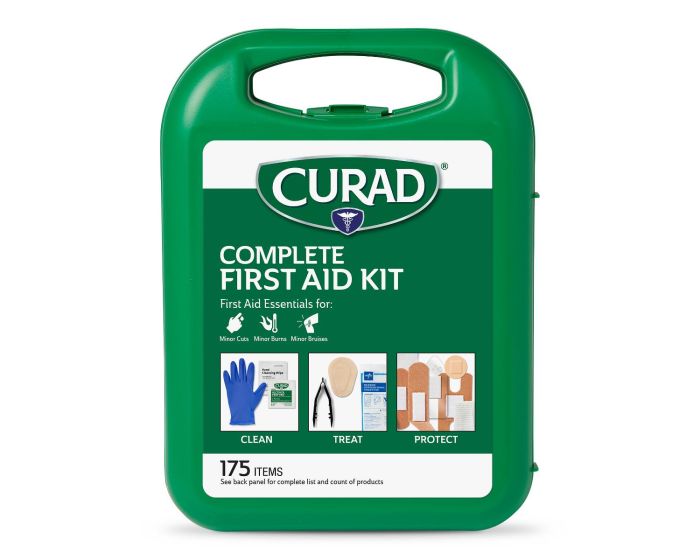 Curad 175-Piece Complete First Aid Kit No Splint Blue Nitrile Gloves 1Ct CURFAK300RV1H by Medline