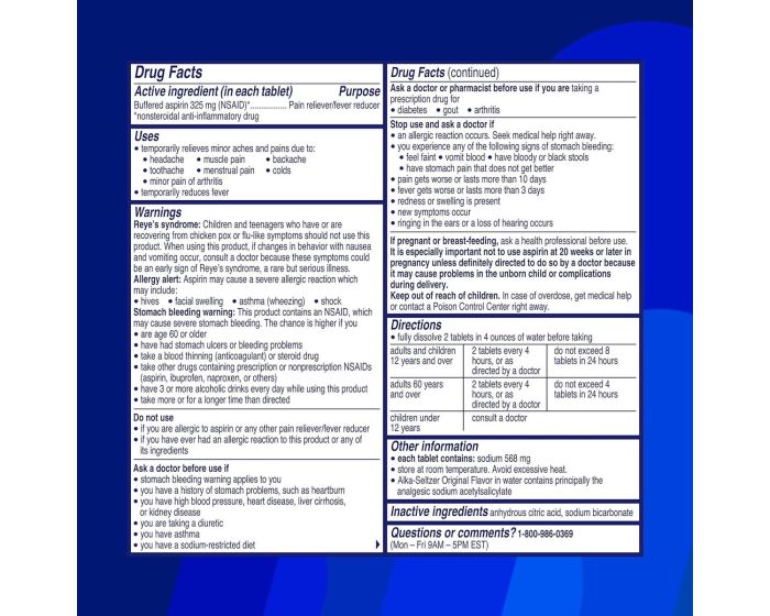 Alka-Seltzer Tablets Original 36Ct