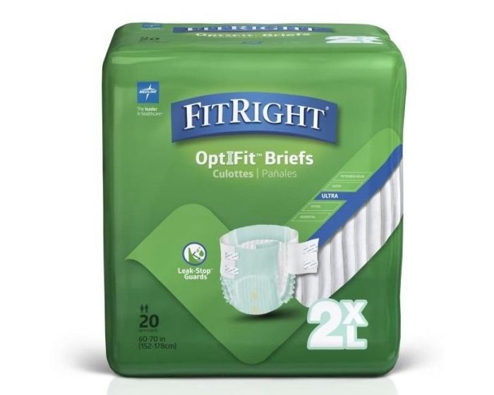 Medline FitRight OptiFit Ultra Disposable Brief 2XL 80Ct