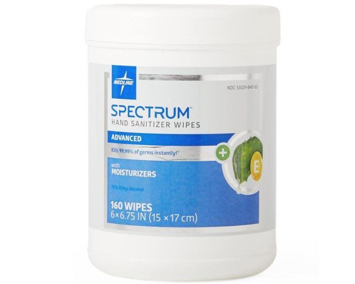 Medline Spectrum Adv Hand Sanitizer Wipe 6x6.75 160Ct
