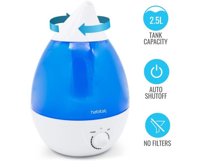 Habitat Cool Mist Ultrasonic Humidifier 2.5L Tank