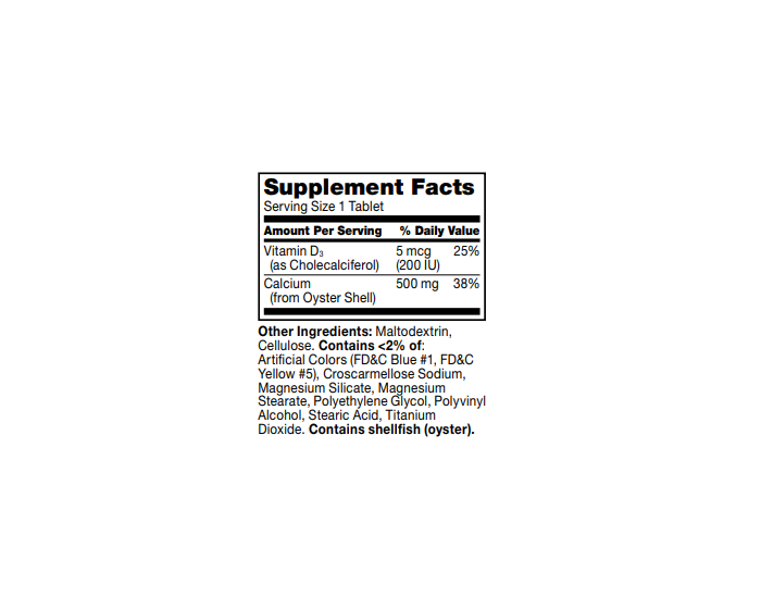Oyster Shell Calcium Plus Vitamin D3 Tablet 120Ct
