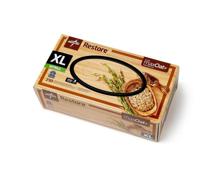 Restore Exam Gloves maxOat+ Nitrile Textured Fingertips XL 230Ct OAT6804H by Medline