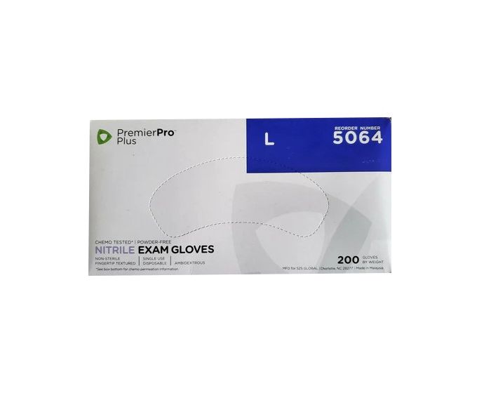 PremierPro Plus 5062 Chemo-Tested Nitrile Exam Gloves Size L 2000Ct