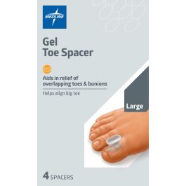 Medline Clear Gel Toe Spacers L 4Ct