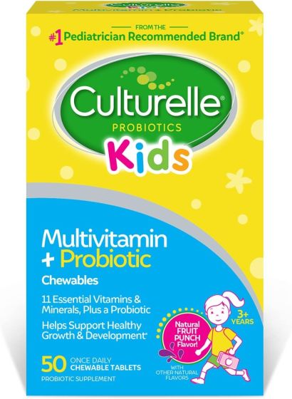 Culturelle Kids Multivitamin + Probiotic Chewables Fruit Punch 50Ct IHA910040070H by