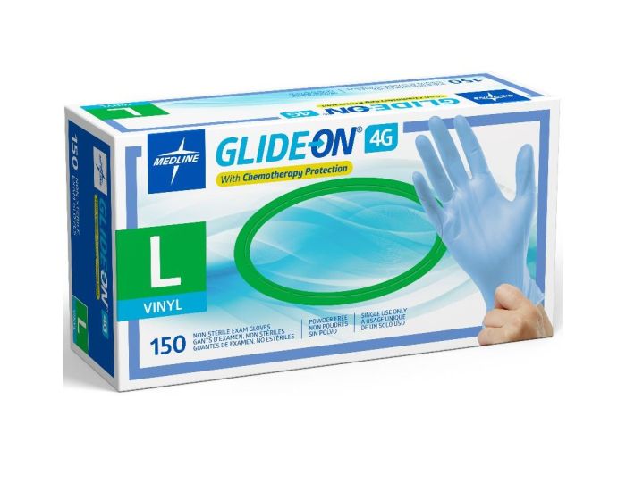 Medline GlideOn 4G Vinyl Chemo Protection Gloves L 150Ct