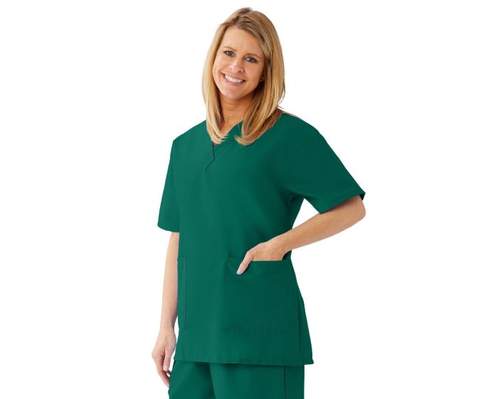 AngelStat Ladies 2 Pocket VNeck Scrub Top Hunter Green M 1Ct